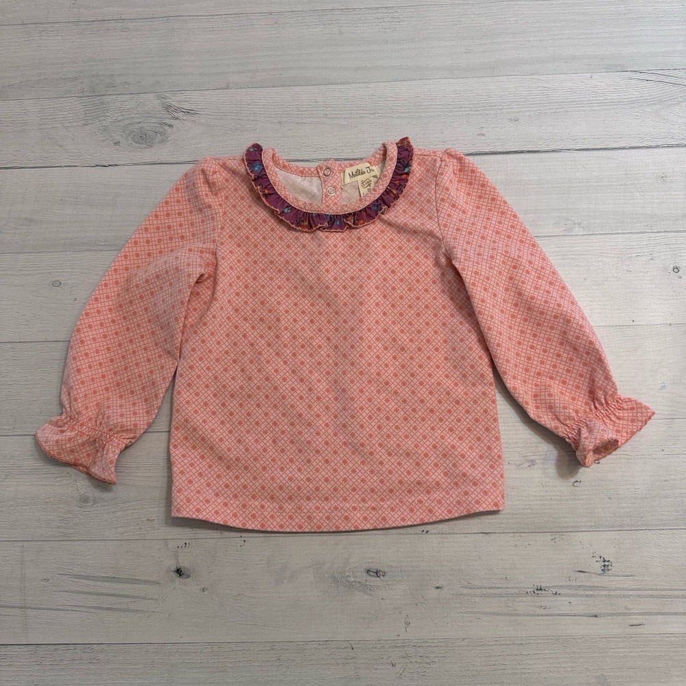 Matilda Jane Brooke Top pink Long Sleeves Layering Piece Ruffled 12-18 Months
